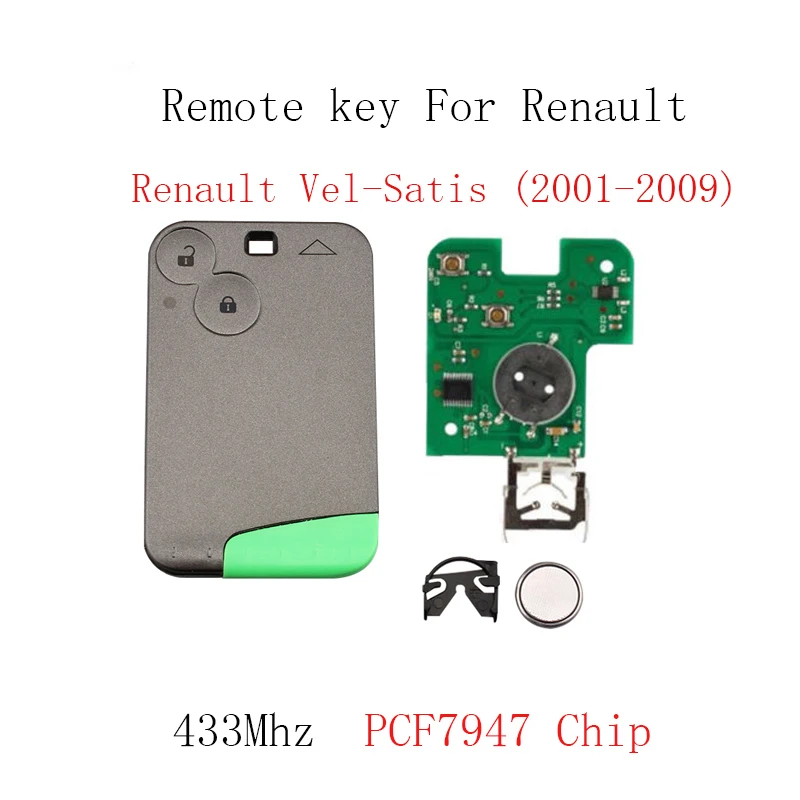 

2Buttons Transponder PCF7947 Chip Smart Remote Key For Renault Vel-Satis 2001 2002 2003 2004 2005 2006 2007 2008 2009 433Mhz key