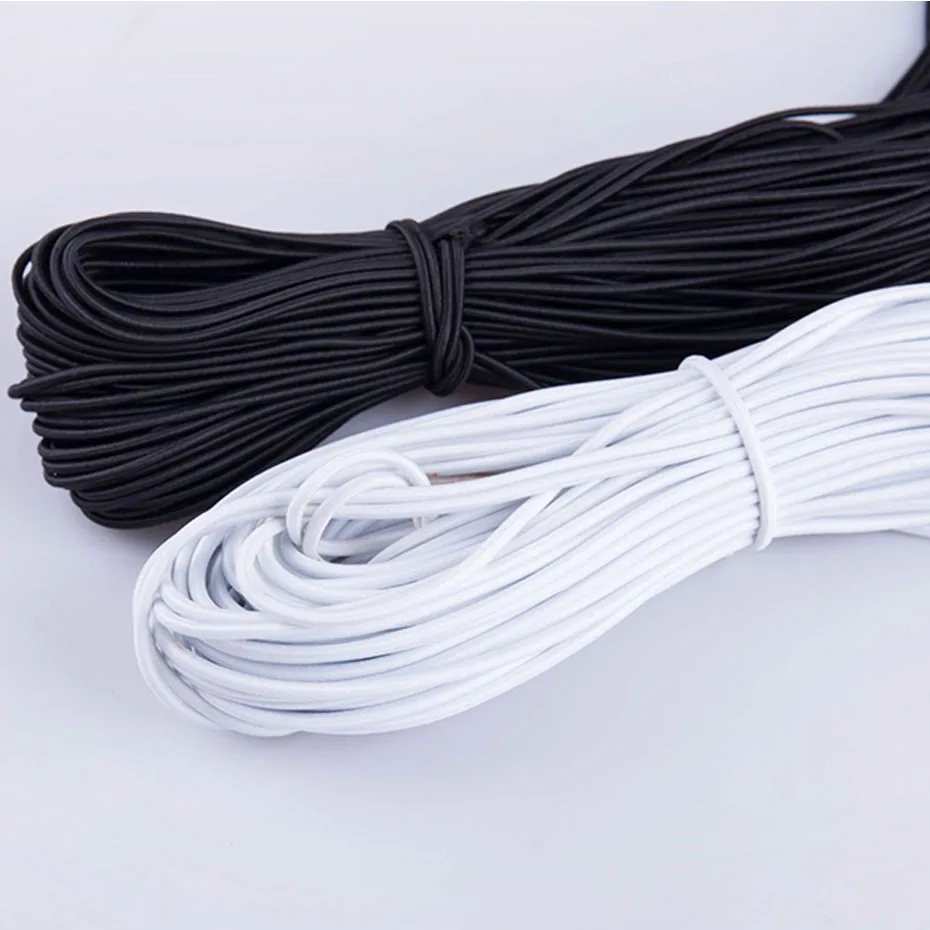 5/10/20 Yards Black White Elastic Cord 3mm Rubber Rope Stretch String ...