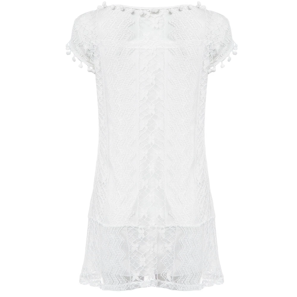 VESTLINDA Lace Dress Women O Neck Sleeveless Solid White Dress Summer 2017 Fresh Style Loose Mini Short Dress Vestidos Plus Size 12