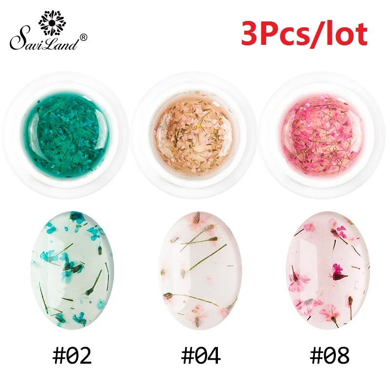 3pcs Saviland купить 3 получить 1 3D DIY цветочный Лак украшение сушеные цветы дизайн ногтей натуральные Феи серии Гель-лак для ногтей - Цвет: 3pcs
