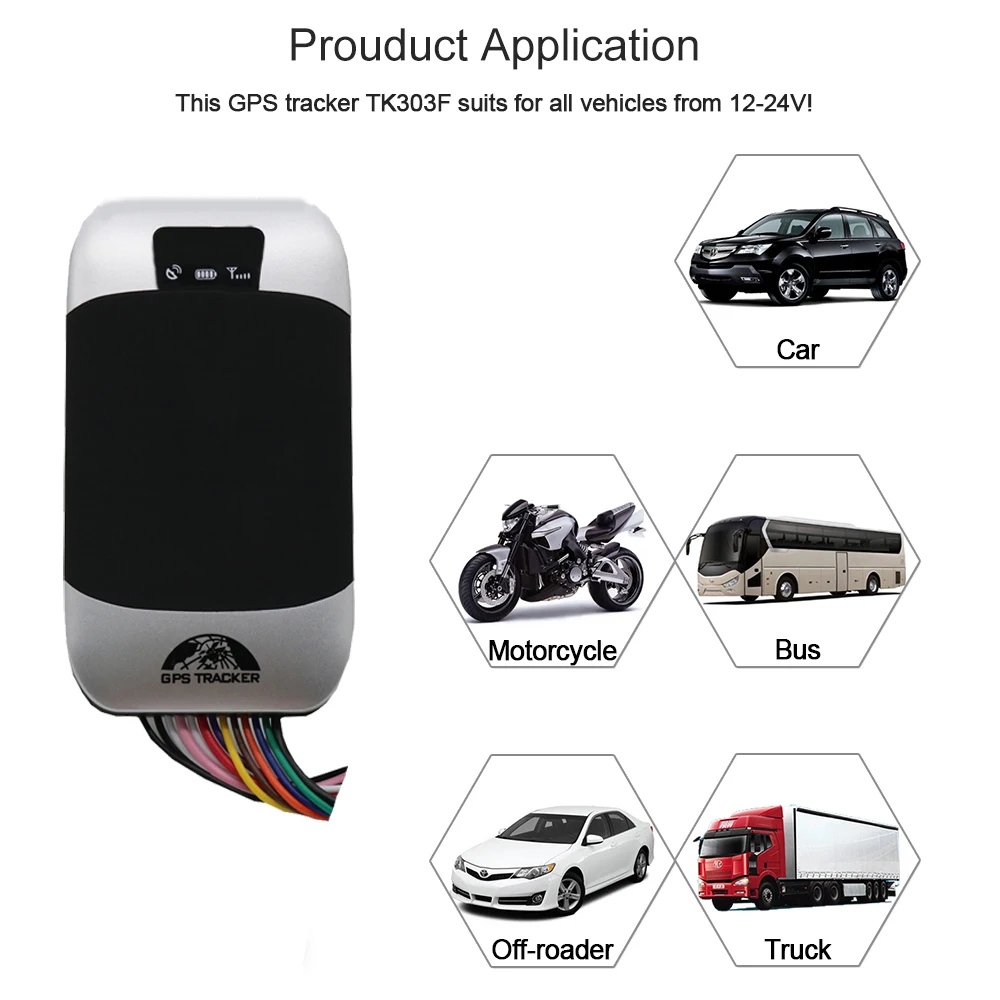 TK303F GPS المقتفي سيارة قطع النفط الوقود GPS محدد مركبة مضادة للماء المقتفي الفعلي جهاز تعقب صدمة إنذار PK TK103B