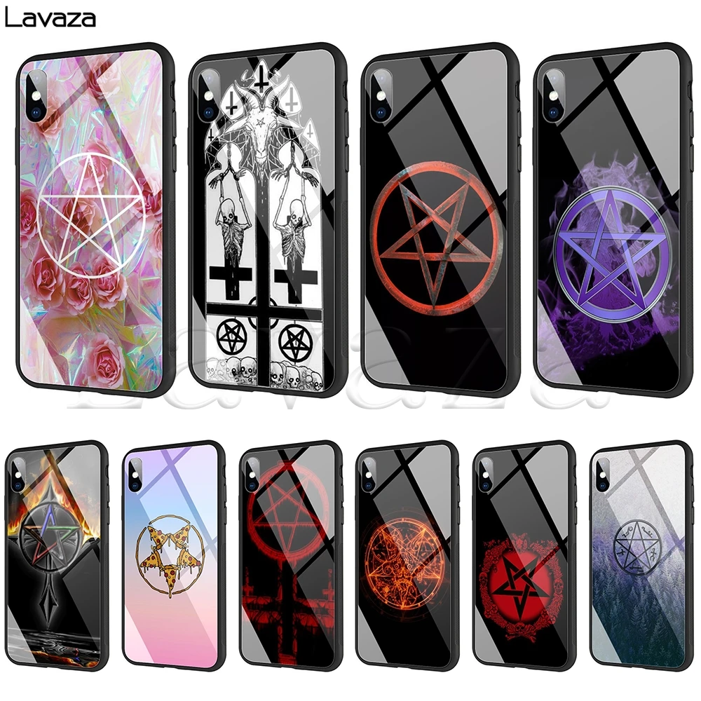 

Lavaza Satanic Pentagram Tempered glass TPU Case for iPhone XS MAX XR X 8 7 6 6S Plus