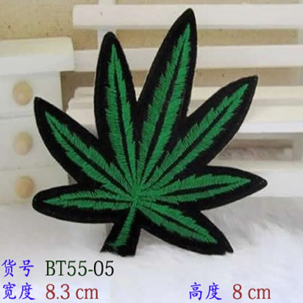 Pot leaf boho hippie retro weed Embroidered IRON ON/ SEW ON Cool Biker Vest Patch Military Badge embroidery accessories