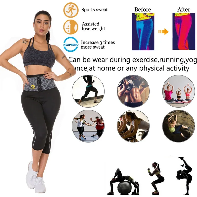  NINGMI Tummy Control Panties with Hook Waist Trainer Slimming Pants Neoprene Sauna Body Shaper Spor