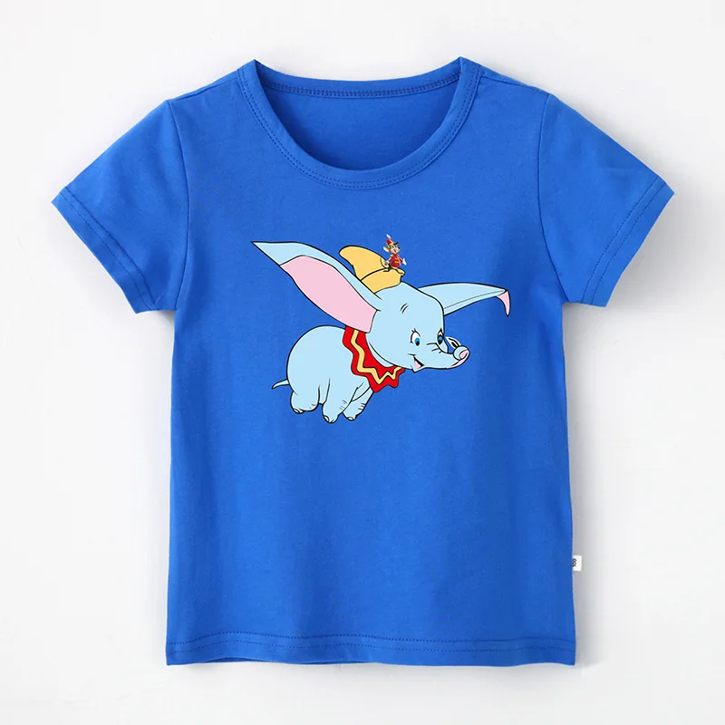 Новинка года, детская одежда из хлопка с принтом Диснея Dumbo Детская летняя футболка с короткими рукавами для мальчиков и девочек хлопковая футболка
