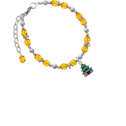 Enamel Christmas Tree Yellow Beaded Bracelet
