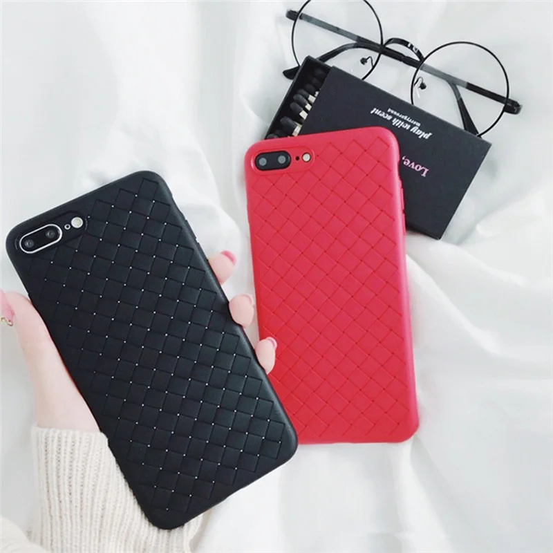 

Soft TPU Case for XS iPhone 6 6s Plus iphone XR XS Max Weave Leather Pattern Coque Cover for iPhone 7 8 Plus iPhone X 10 Cases