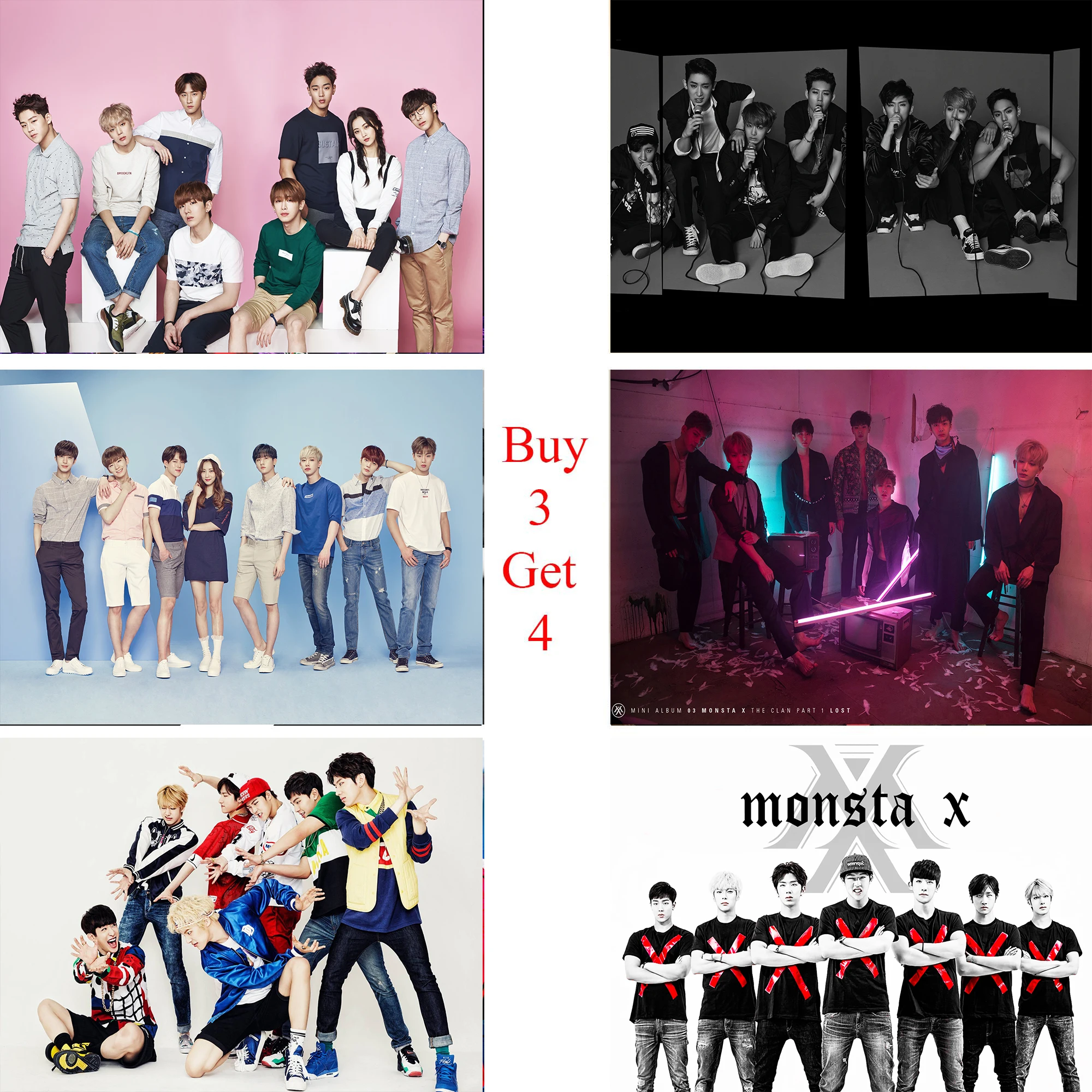 monsta x posters k pop wall stickers white coated paper prints high