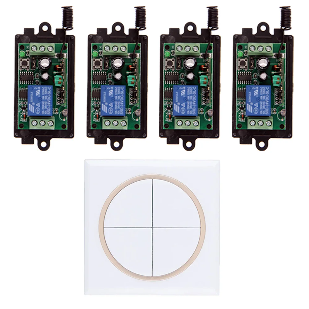 

DC 9V 12V 24V 1 CH 1CH RF Wireless Remote Control Switch System Receiver+4CH 86 Wall Transmitter,315/433 MHz,Toggle