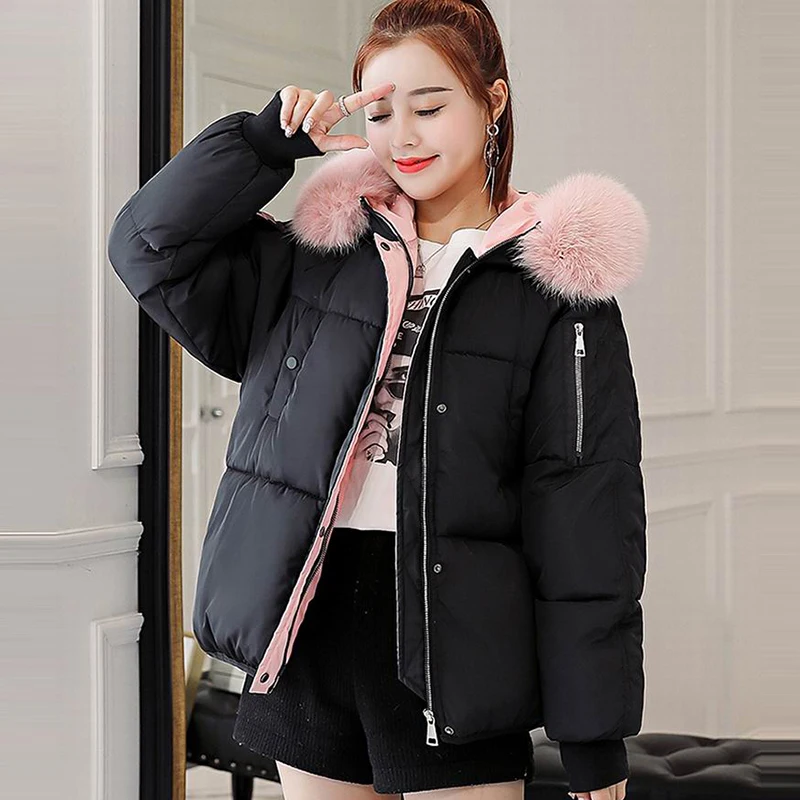 Fourrure Parka gris Vers Slim Dames army Court Manteau Grand Coton rouge noir Noir Bas Épaissie Couture Femmes Green Parkas D'hiver Beige De Col Style Faux Hiver Le Pain 0CAStqwC