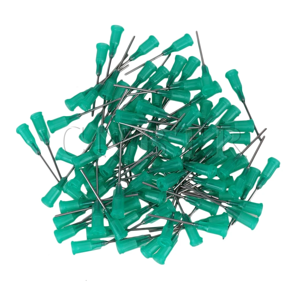 

CNBTR Green 100 pcs Industrial Dispensing Blunt needles 18Ga 1" Blunt Tip Fill Glue