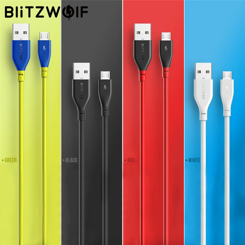 

BlitzWolf 2.4A Micro USB Charging Data Cable AmpCore 1m 30cm Fast Charging Mobile Phone Cables For Redmi 4 For Android Phone