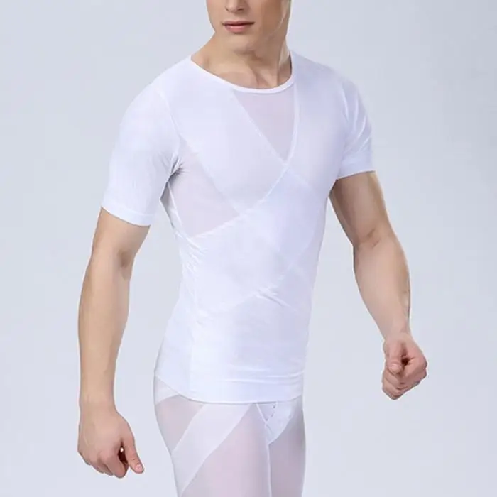 Мужское моделирующее белье Shaper компрессионная футболка с коротким рукавом Топ для лета SMN88