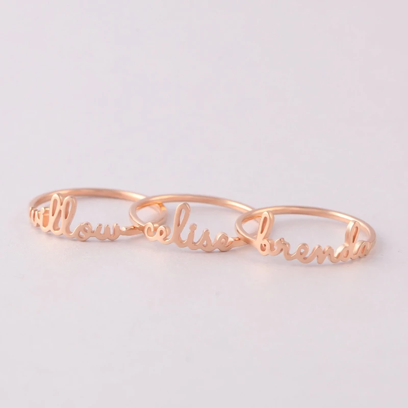 Custom Name Ring Optional Size Stainless Steel Silver Rose Gold Personalized Wedding Rings For Women Men Handmade Jewelry Gifts