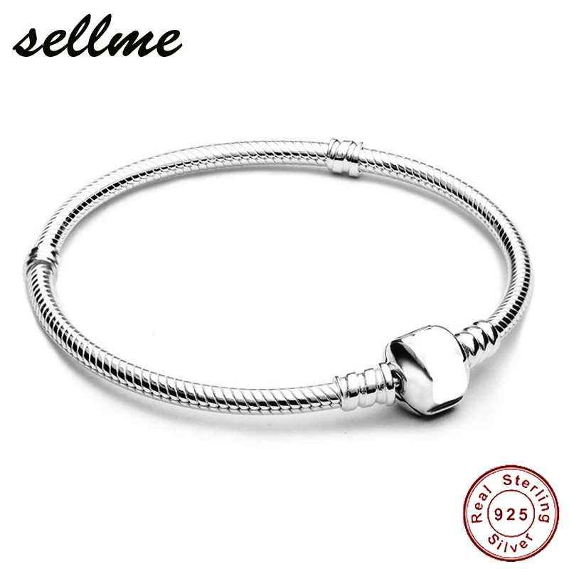 

HOT SALE Authentic 100% 925 Sterling Silver Snake Chain Bangle & Bracelet Luxury Jewelry 16-22CM
