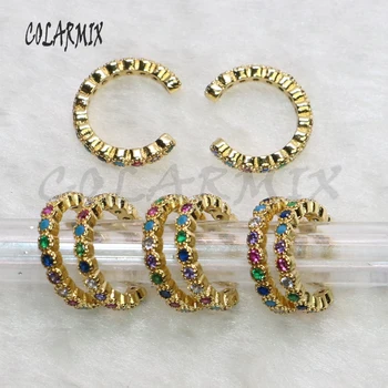

8 Pairs C shape zircon earrings Rainbow Crystal earrings zircon simple style round shape jewelry earrings Gift for lady 5569
