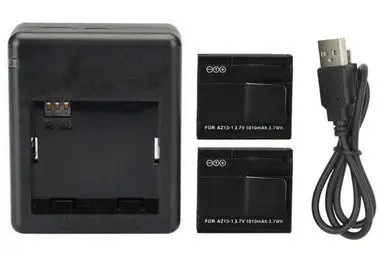 Аксессуары для спортивной камеры Xiaoyi. AZ13-1 аккумулятор + USB зарядное устройство