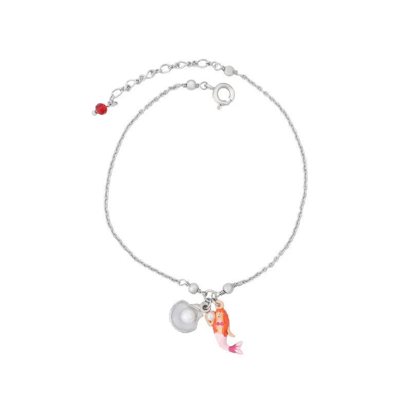 

New arival sweet women Bracelets & Bangles cute oiled mermaid with pearl in shell Gift top quality handmade Jewelry for ladies