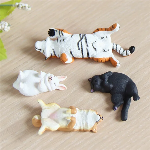 Cute Lazy Sitting Pets Animals Tiger Rabbit Dog Cat Lifelike pvc toys fridge magnets - 15