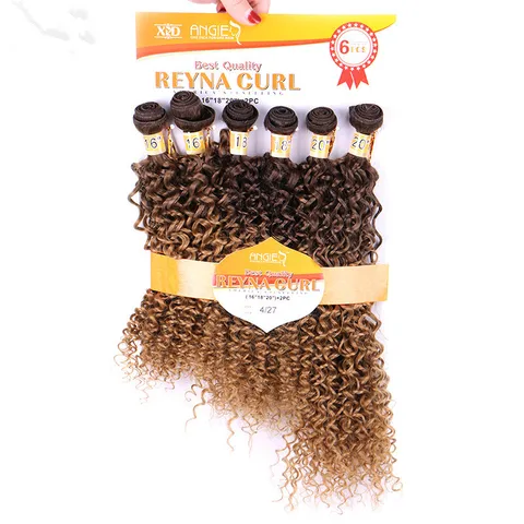 Pacote para Mulheres Extensões de Cabelo Trama do Cabelo Resistência ao Calor Eunice Unidades Ombre t4 27 Tecelagem Cabelo Crespo Encaracolado Sintético Feixes Tecer 6 –