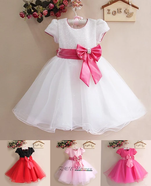 Vestidos de boda y fiesta para niña, vestido de princesa lazo grande, blanco caliente/rojo, venta al por menor, nuevo, envío gratis AliExpress