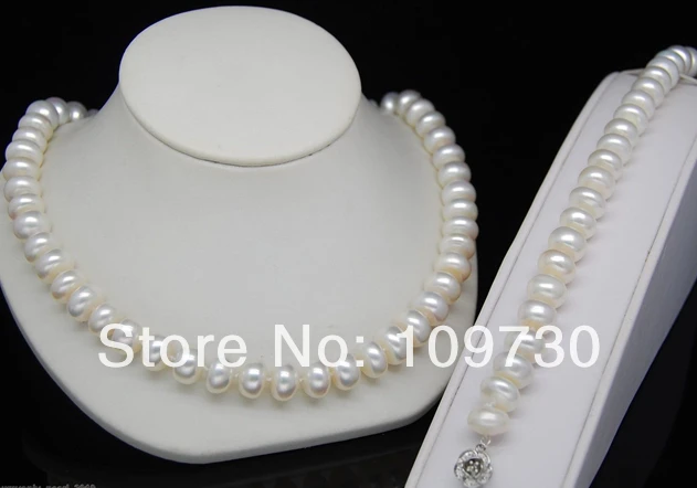 

Jewelry 00637 Cultured 11-12mm AAA white pearl jewelry sets 925s 5.4