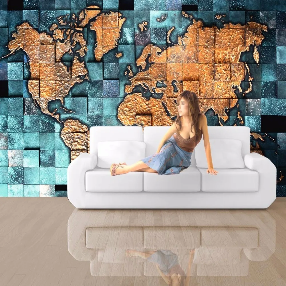 Mural 3D de pared Mapa Mundial a cuadros en relieve Ciudades y pueblos MURALES 3D DE PARED Top Ventas