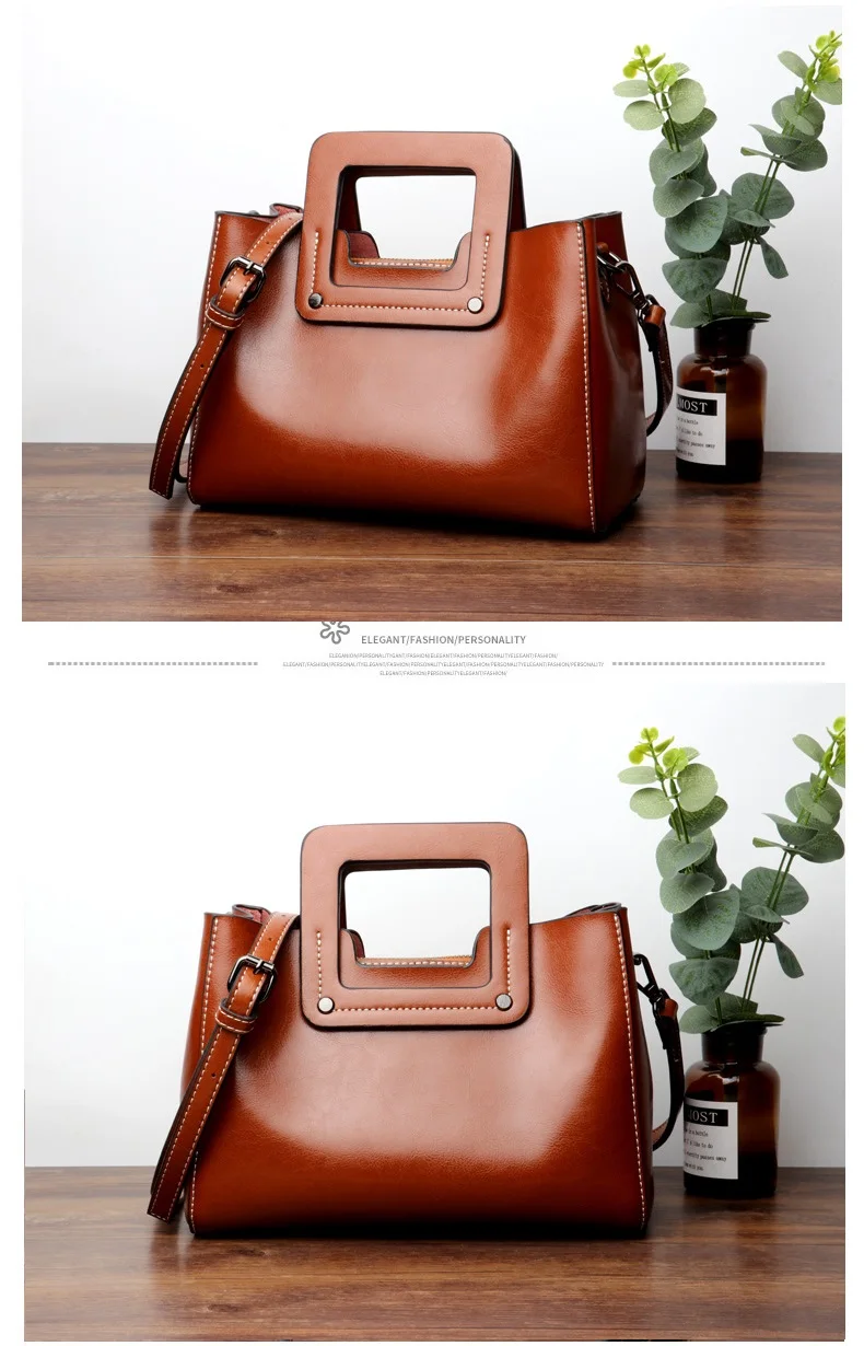 MJ Women Leather Handbag Fashion Oil Wax Leather Tote Bag Female Luxury Shoulder Crossbody Bags Small Woman Messenger Bag (11)
