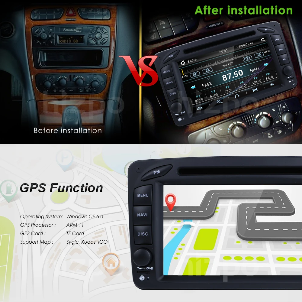 Clearance 2 Din 7 Inch Car DVD Player For Mercedes/Benz/CLK/W209/W203/W208/W463/W170/Vaneo/Viano/Vito/E210/C208 Canbus FM GPS Radio BT CAM 4