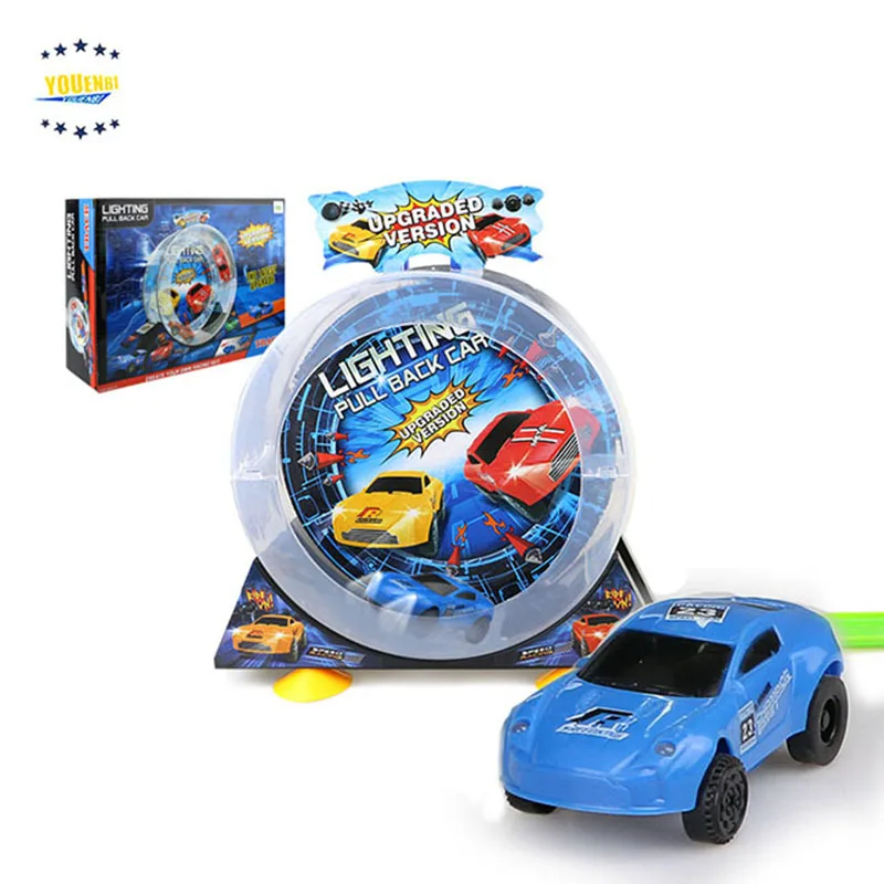 

rc Toys 2019 Mini Pull Back Speed Rotation Slot Car Set Railway Twinkling Track Low Price Kid Toy