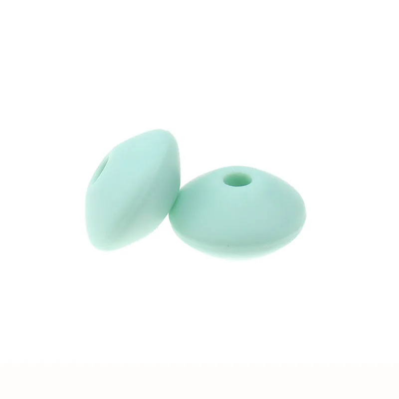 300pcs 주판 12*7mm 평면 렌즈 콩 실리콘 Teether 비즈 맞춤형 젖꼭지 체인 Bpa 무료 실리콘 젖니 목걸이