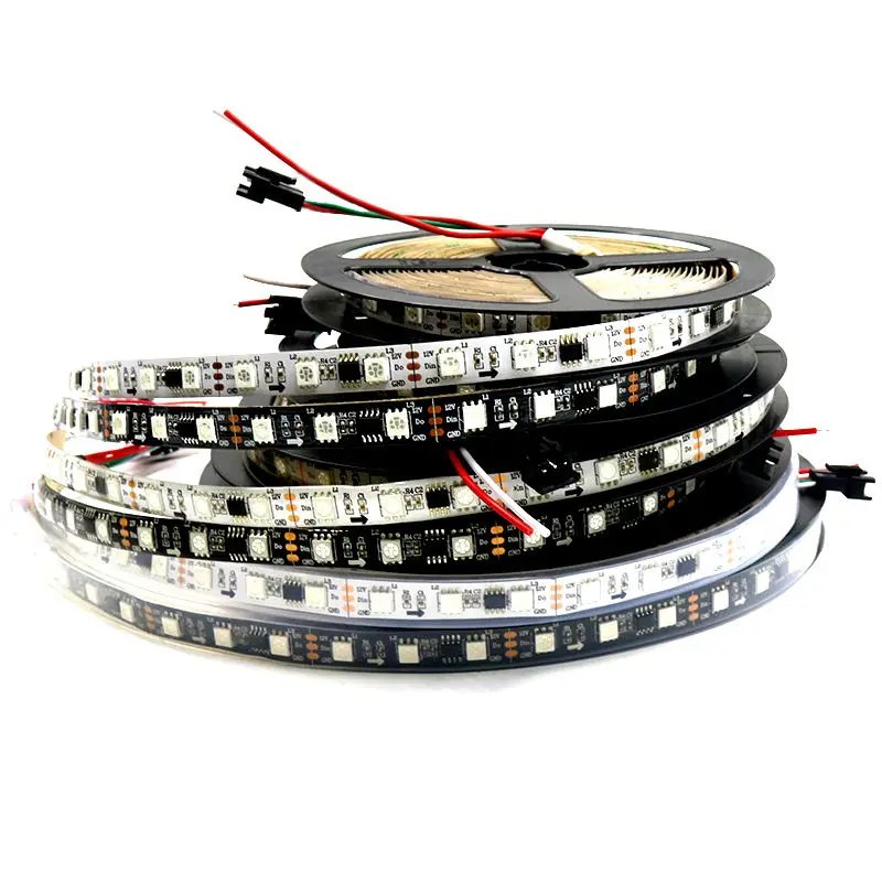 12V 60 светодиодный s/m WS2811 адресуемых RGB полосы 5050 SMD гибкие светодиодные ленты РГБ