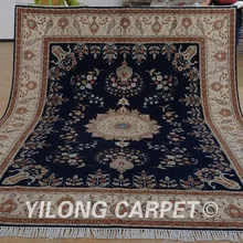 Yilong 8'x10' Vantage Восточный ковер черный цветочный изысканный персидский район шерстяные коврики(1349