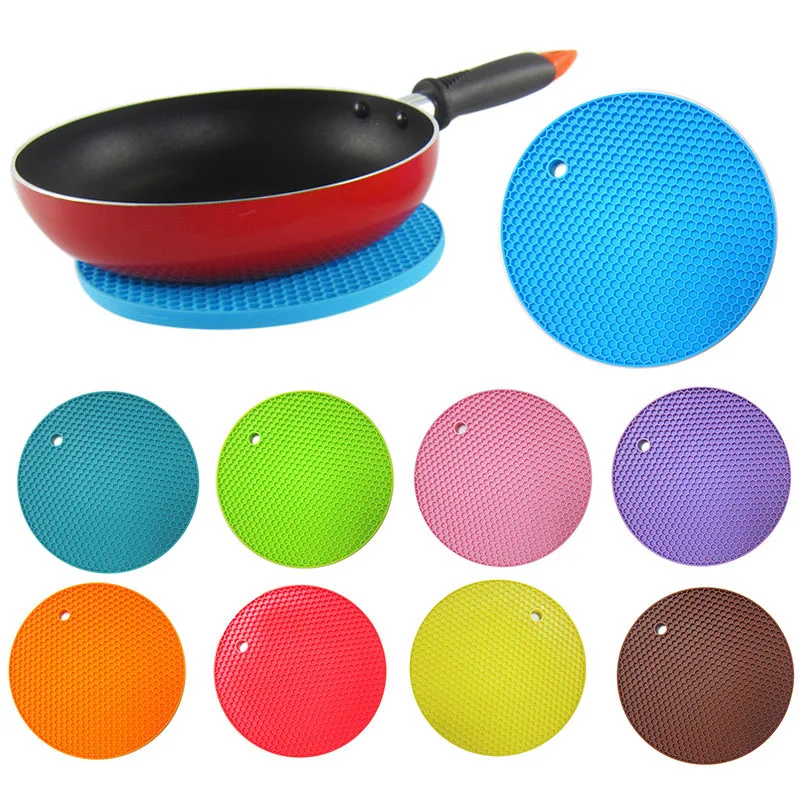 

Multifunctional Round Alveolate Non-Slip Heat Resistant Mat Coaster Cushion Place Mat Pot Holder Table Silicone Pad Dura HG99