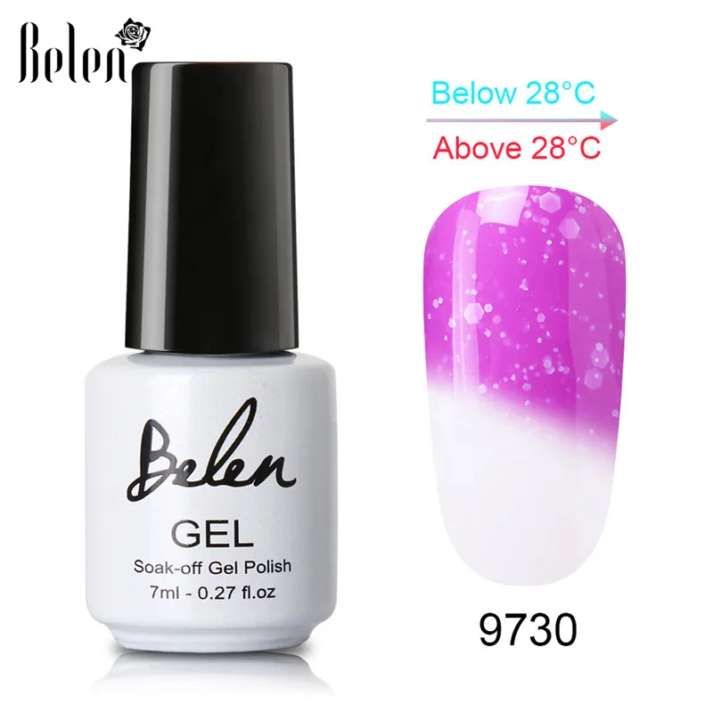 Belen, 7 мл, снежный термогель-хамелеон, меняющий температуру, Цветной Гель-лак для самостоятельного дизайна ногтей, цветной УФ-Гель-лак, базовый топ - Цвет: 030