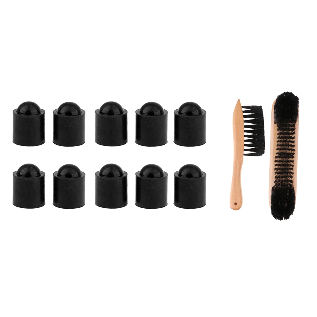 10pcs Durable Pool Cue Tip Cover Protector Guard for British Billiard Snooker Sticks with Billiard Table Brush Cleaner
