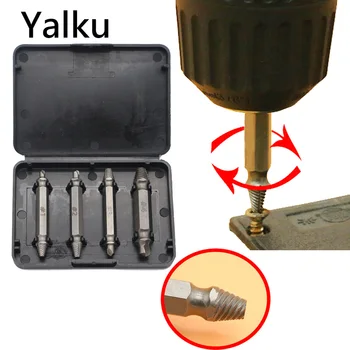 

New 4pc Double Side Damaged Screw Extractor Drill Bit Set Broken Head Screw Extractor Disassembly Fracture Bolt Loose Kit