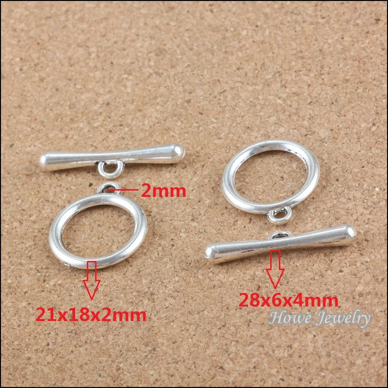 

hot 50Sets Tibetan Silver Toggle Clasps Ring 21*18mm Jewelry Findings B020