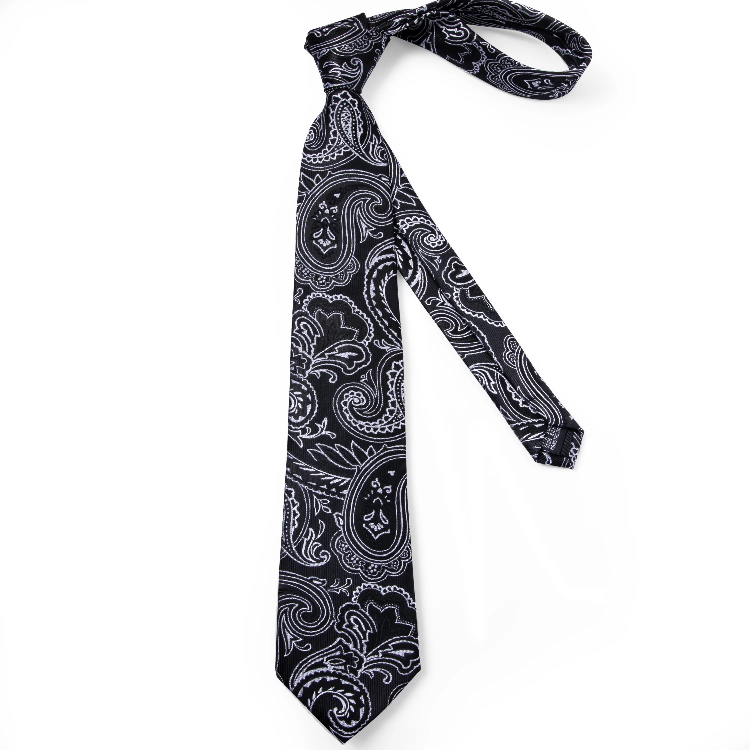 Мужской галстук, черный Шелковый Галстук Пейсли для свадьбы, мужской платок, набор запонок, деловые вечерние модные дизайнерские MJ-7051 DiBanGu