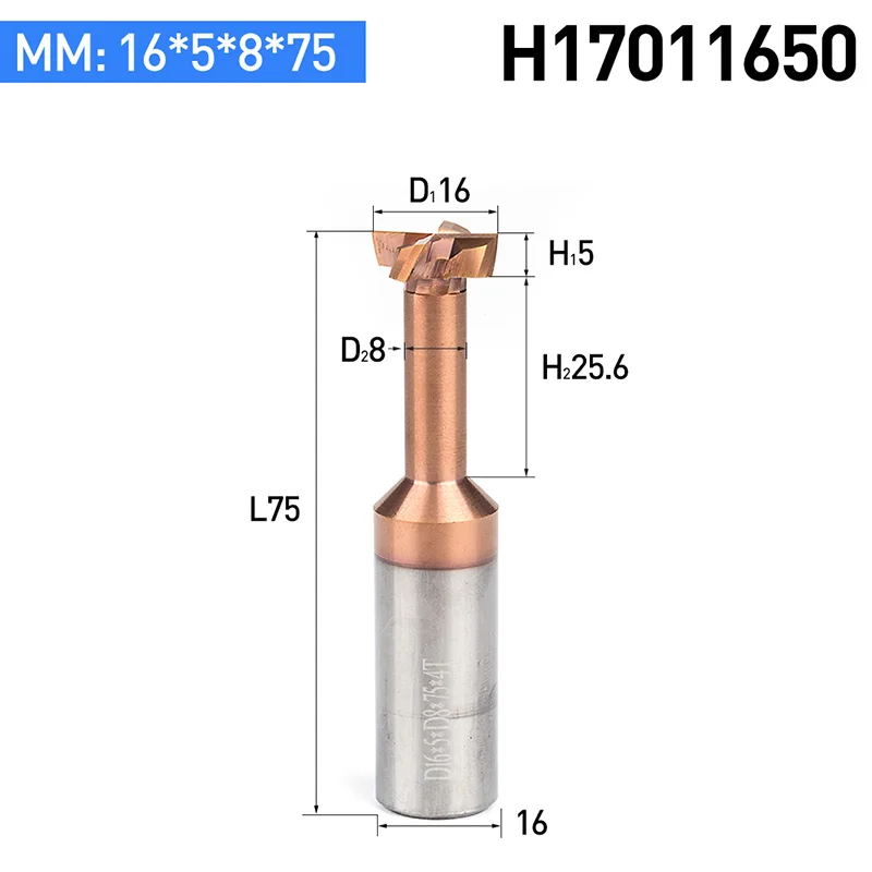 HUHAO 1 шт. 4 6 8 10 мм хвостовик Т-образного пазового фреза общий сплав Вольфрамовая сталь долбежные фрезы ЧПУ Инструмент Концевая фреза - Длина режущей кромки: H17011650