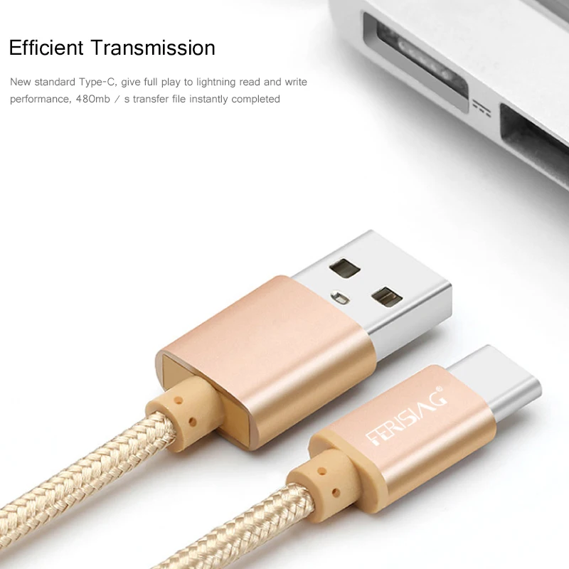 FERISING usb type C кабель нейлоновый USB C кабель для мобильного телефона 3,1 usb type-C кабель для зарядного устройства для Xiaomi OnePlus 2 Nexus 6 P 5X MAC