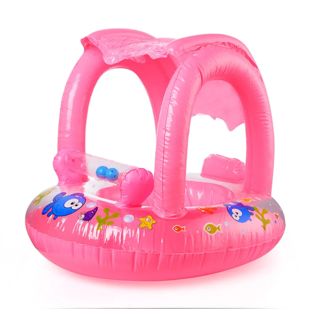 Плавательный круг для детей надувной матрас, лодка для плавания с солнечным крылом, летняя детская коляска для плавания, аксессуары для бассейна