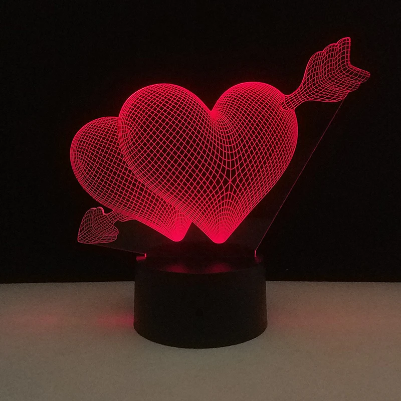 3D иллюзия Лампа светодио дный любовь светодиодные ночники акрил 7 красочная настольная лампа освещение Дистанционное управление День