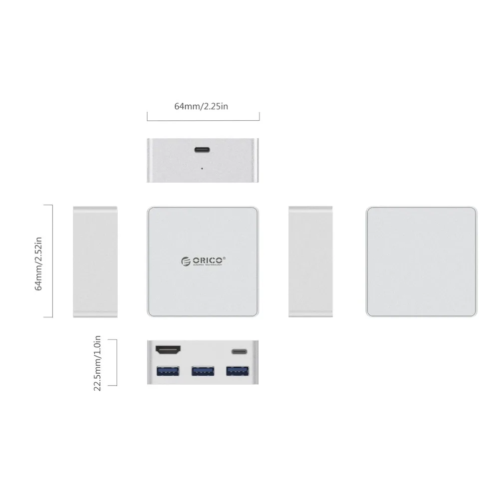 ORICO usb-хаб 5-в-1 Тип с разъемами типа C и Тип-C/HDMI/USB3.0 Порты Универсальная док-станция 6 Гбит/с USB C концентратор для Macbook huawei ноутбук