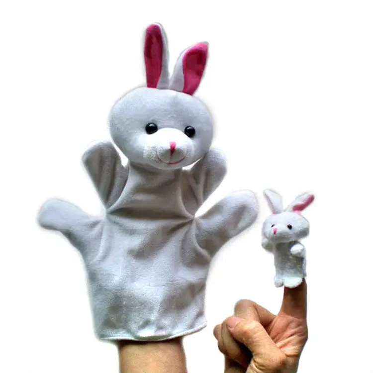 10 pcs/5 sets/one lot,Parent rabbit hand puppet and kid rabbit finger puppet as a set,Christmas