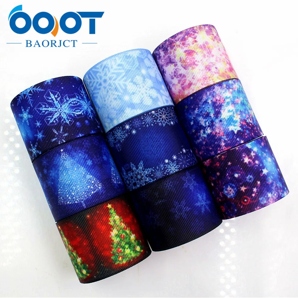

OOOT BAORJCT 179291 38mm 10yards Christmas ribbons thermal transfer printing lattice wedding accessories DIY handmade materials