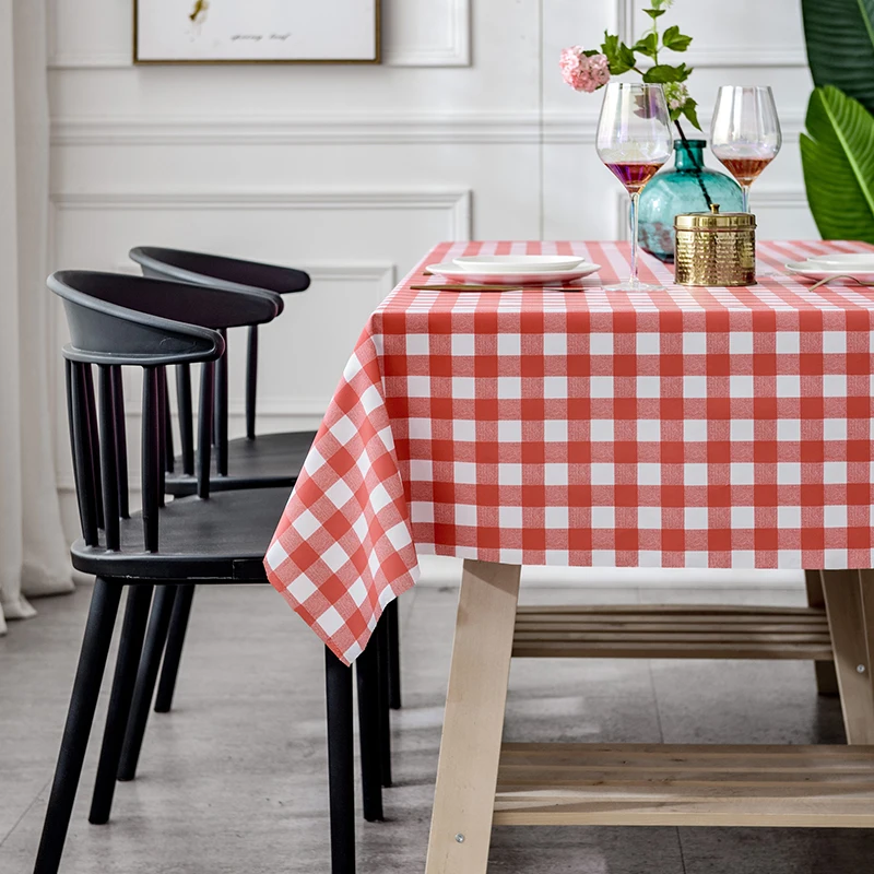 

Table Cloth Plaid PVC Decorative Tablecloth Waterproof Oilproof Rectangular Banquet Wedding Dining Table Cover Home Decoration