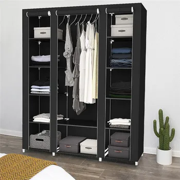 

Dropship Wardrobe, 175 x 150 x 45 cm, XXL Storage Unit, Wardrobe in Nonwoven Fabric, Black Shelf organizer room organizer HWC