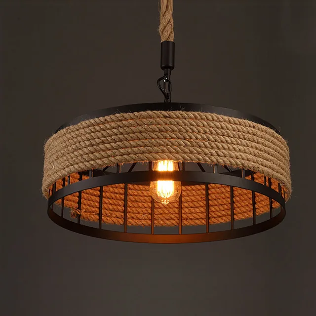 Vintage Pendant Lamp Loft Retro Creative Hemp Rope Vintage Pendant Lamp Loft Retro Creative Hemp Rope Hanging Light European Style Lighting Fixture Chandelier