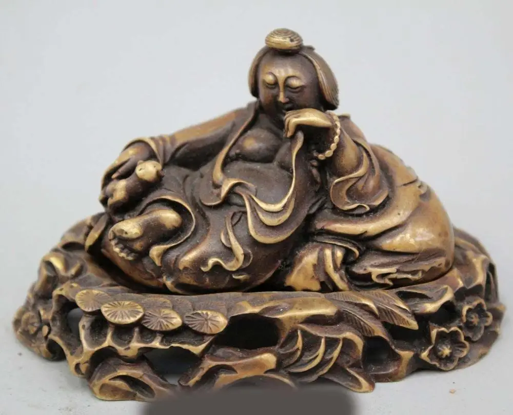 

China Chinese Folk Pure Bronze Seat plum blossom Women Belle Statue